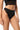 Black Anemone thong with floral lace and silky microfiber, mid-rise fit for smooth, invisible comfort under clothing.