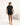 Black bamboo T-shirt with side seams and cuts, thermoregulating and eco-friendly for breathable, stylish loungewear or layering.