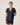 Jolene short pajama set in navy/raspberry with short-sleeve top, longer shorts, and ruffled piping in ultra-soft bamboo viscose.