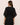 Back view of Eberjey Beatrix robe in black TENCEL Modal with lace trim and kimono sleeves