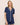 Model wearing Frida PJ set  in navy/ivory with chest pocket and relaxed fit