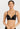 HANRO Satin Deluxe black soft cup T-shirt bra in silky viscose with plunge neckline, padding, and matte gold hardware.