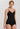 HANRO black seamless V-neck camisole in mercerized cotton with satin trim and adjustable straps, perfect for layering or wearing alone.
