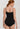HANRO black seamless V-neck camisole in mercerized cotton with satin trim and adjustable straps, perfect for layering or wearing alone.