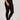 Model wearing Hanro Woolen Silk Long Leg in black showing full length and elastic waistband