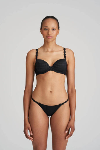 Marie Jo Avero Daisy Brief in black with low-rise cut and floral embroidery for a flattering, playful, and feminine look.