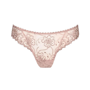 Marie Jo Jane Thong in soft Rose, featuring two-tone embroidery and elegant silhouette.