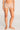 Model wearing Oscalito Silk Middle Rise Panties with Leavers Lace in beige showing lace trim and rib-knit fabric