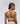 Back view of the Sarda Tegla padded wireless bralette in Light Tan with adjustable straps and hook closure.