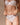 Signature White mid-rise silk thong with delicate French eyelash lace panel for a flattering, elegant silhouette.