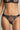 Model wearing the Swarovski Crystals Thong by I.D. Sarrieri in Deep Bleumarine with embroidered lace and crystal detailing