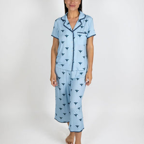 Cute stitching cropped pajama set