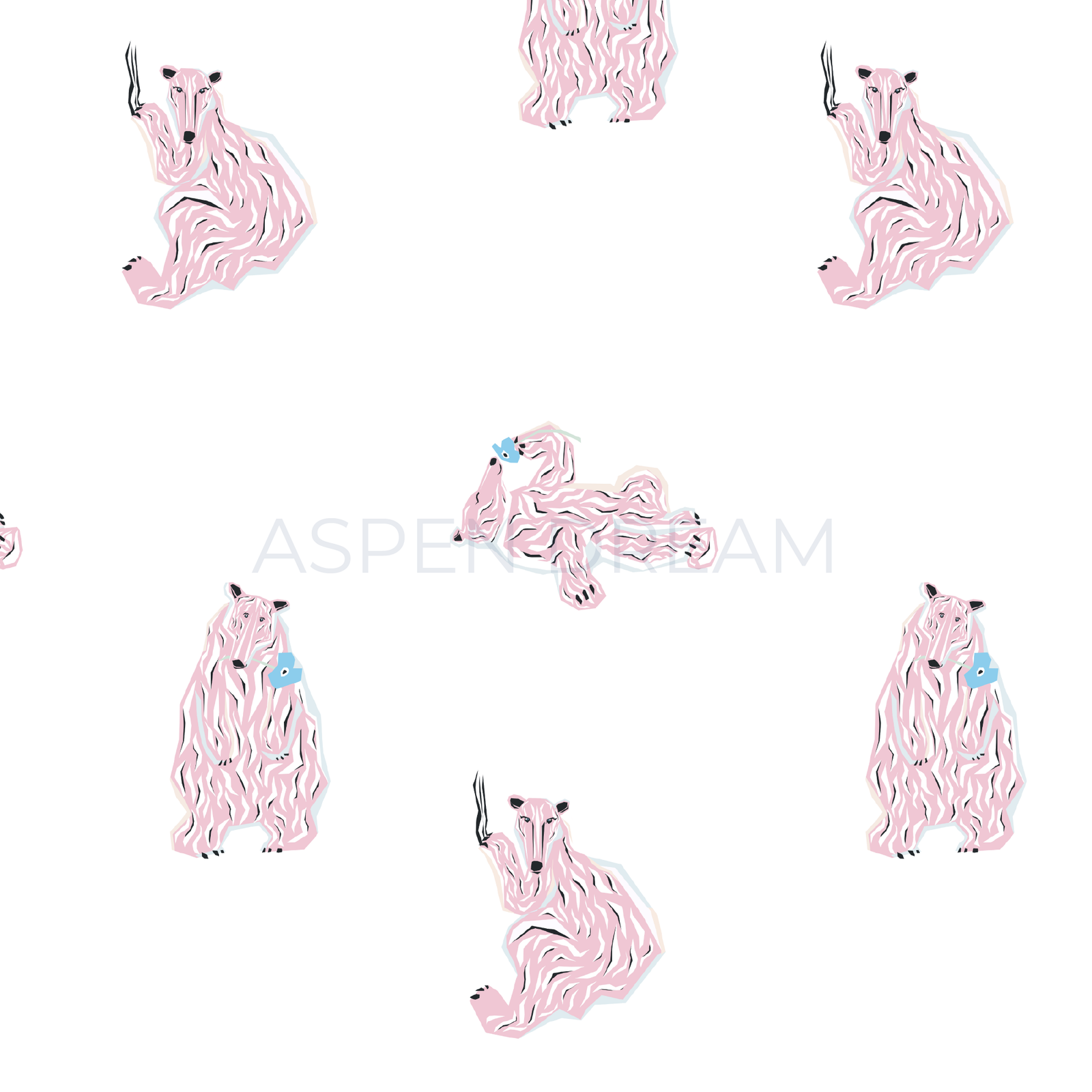 Playing bears silky long pajama set