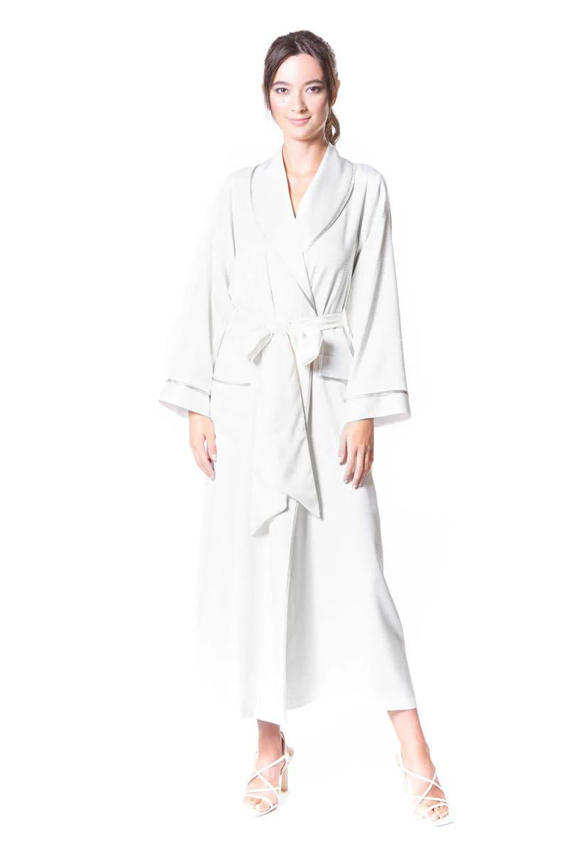 Silk long waffle robe