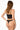Black Anemone thong with floral lace and silky microfiber, mid-rise fit for smooth, invisible comfort under clothing.