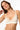 Ivory soft triangle bra with floral lace trim and wireless microfiber design, offering feminine comfort with adjustable straps and back closure.