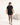 Black bamboo T-shirt with side seams and cuts, thermoregulating and eco-friendly for breathable, stylish loungewear or layering.