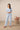 Pale blue wide leg lounge pants with straight hem, front view
