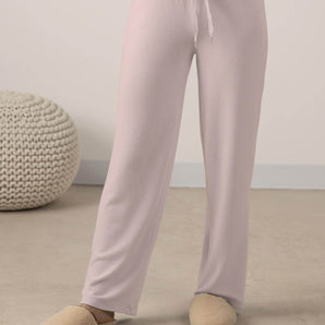Aspen Dream Rosewater wide-leg pants in soft bamboo with a relaxed silhouette for stylish lounging or everyday comfort.