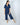 Model wearing Aspen Dream's Jolene Cropped Pajama Set in Navy with short sleeve top and cropped pants