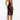 Back view of the Bordelle Zenna Mesh Pencil Skirt in black showcasing the sheer mesh fabric, high waistband, and signature 24k gold plated swan hook closure.