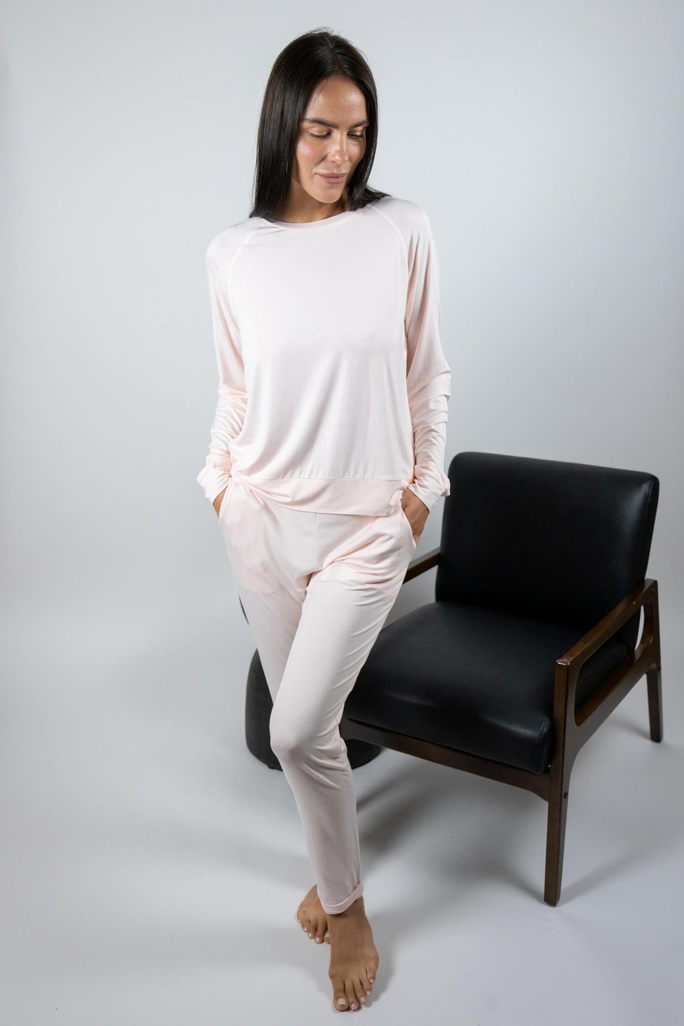 Miley long sleeve top in rosewater