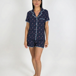 Cute stitching short pajama set