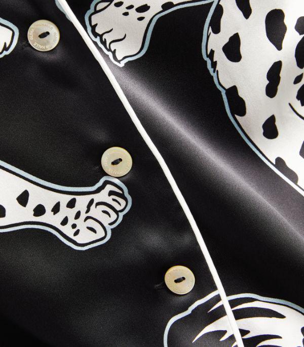 Lila Black Leopard silk pajama set
