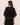Back view of Eberjey Beatrix robe in black TENCEL Modal with lace trim and kimono sleeves