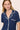 Model wearing Frida PJ set  in navy/ivory with chest pocket and relaxed fit