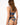 Back view of model wearing the Else Bella soft triangle bra showing adjustable straps and longline closure in lapis(blue)