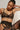 model wearing the Else Bella soft triangle bra in black with wireless unlined cups and longline mesh band