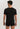 HANRO Cotton Superior Fitted V-Neck T-Shirt in black for men in mercerized Egyptian cotton with a slim fit and longer length, back view.