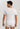 HANRO Cotton Superior Fitted V-Neck T-Shirt in white for men in mercerized Egyptian cotton with a slim fit and longer length, back view.