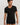 HANRO Cotton Superior Fitted V-Neck T-Shirt in black for men in mercerized Egyptian cotton with a slim fit and broad V-neck, front view.