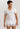 HANRO Cotton Superior Fitted V-Neck T-Shirt in white for men in mercerized Egyptian cotton with a slim fit and broad V-neck, front view.