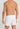 HANRO Fancy Woven Cotton Boxer in white for men made from 100% woven cotton with a relaxed fit, back view.