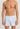 HANRO Fancy Woven Cotton Boxer in light blue for men with a relaxed fit, button fly, and elastic waistband, front view.