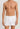 HANRO Fancy Woven Cotton Boxer in white for men with a relaxed fit, button fly, and elastic waistband, front view.