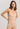 HANRO beige seamless V-neck camisole in mercerized cotton with satin trim and adjustable straps, perfect for layering or wearing alone.