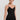 HANRO black seamless V-neck camisole in mercerized cotton with satin trim and adjustable straps, perfect for layering or wearing alone.