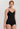HANRO black seamless V-neck camisole in mercerized cotton with satin trim and adjustable straps, perfect for layering or wearing alone.