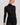 Model wearing Hanro Woolen Silk Turtleneck in black showing roll-neck collar and smooth fit