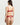 Back view of red lace suspender belt showing hook-and-eye closure and strap placement