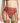 Close-up of red floral lace suspender belt with adjustable garter straps and metal clips