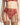Close-up of red floral lace suspender belt with adjustable garter straps and metal clips