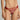Model wearing the Memories of Love thong by I.D. Sarrieri in dark red showing embroidered lace design
