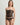 Strapless black lace bustier with boned corset seaming, worn with matching lace brief
