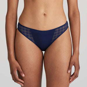 Marie Jo Jereme Rio Briefs in Sapphire Blue with checkered texture and seamless finish for smooth, stylish comfort.