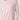 A close-up of a model wearing a light pink long-sleeve crewneck top with contrasting white trim at the collar and cuffs, paired with matching pink bottoms.
